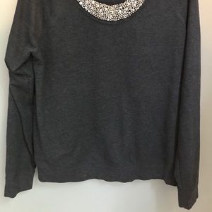 Beaded Collar Dark Grey Sweatshirt